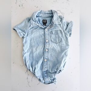 Baby Gap Denim Button Down Collared Onsie